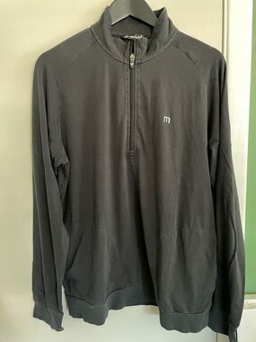 Travis Mathew, Black Half-Zip Pullover with Subtle Logo